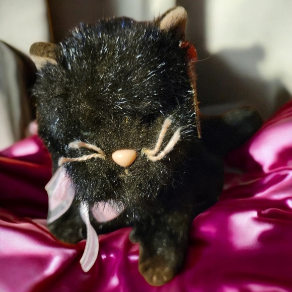 Vtg 2004 Ty Beanie Babies Heiress Black Cat Plush Stuffed Animal Pink Bow Tag - Picture 5 of 12